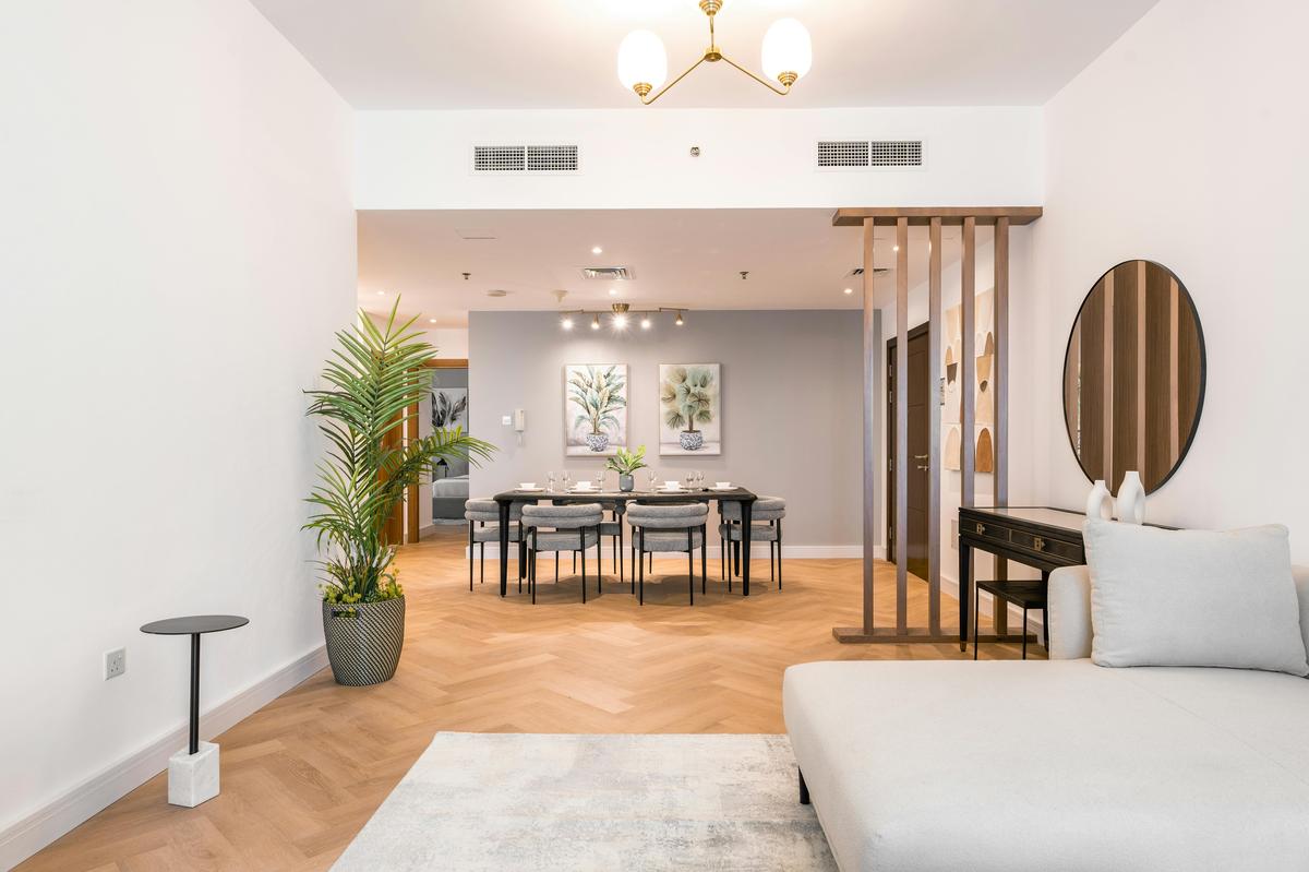 Modern carpeted living room